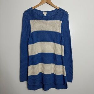 NWT‎ Chico's Horizontal Stripe Harley Pullover Sweater Blue/White Size Large (2)